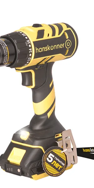 Дрель-шуруповерт аккумуляторная бесщеточная Hanskonner HCD1865 18 В 2 Ач Li-Ion 2 АКБ и ЗУ