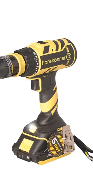 Дрель-шуруповерт аккумуляторная бесщеточная Hanskonner HCD1865C 18 В 2 Ач Li-Ion 2 АКБ и ЗУ