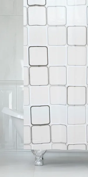 Штора для ванны Delphinium Квадраты 1800х1800 мм ПВХ белая (104155)