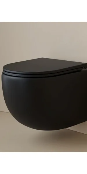 Унитаз подвесной Ceramicanova UP безободковый черный с сиденьем дюропласт микролифт смыв торнадо (CN4007MB)