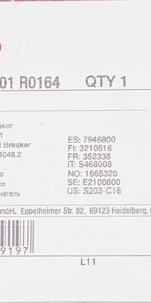 Автоматический выключатель модульный ABB S203 3P 16А тип C 6 кА 400 В (2CDS253001R0164)