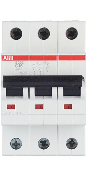 Автоматический выключатель модульный ABB S203 3P 16А тип C 6 кА 400 В (2CDS253001R0164)