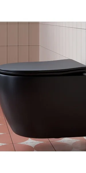 Унитаз подвесной Ceramicanova Play Rimless безободковый черный с сиденьем дюропласт микролифт (CN3001MB)