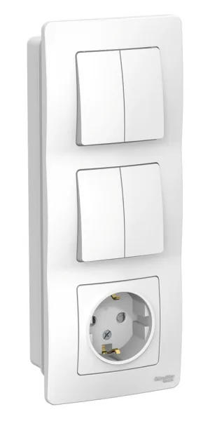 Блок выключатель и розетка Systeme Electric Blanca четырехклавишный встраиваемый белый (BLNBS102201)
