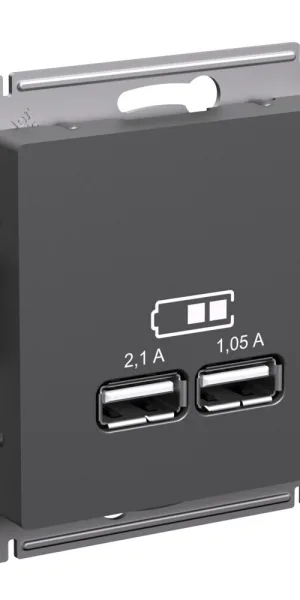Розетка USB Systeme Electric AtlasDesign встраиваемая базальт 2хUSB-А (ATN001433)