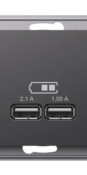 Розетка USB Systeme Electric AtlasDesign встраиваемая базальт 2хUSB-А (ATN001433)