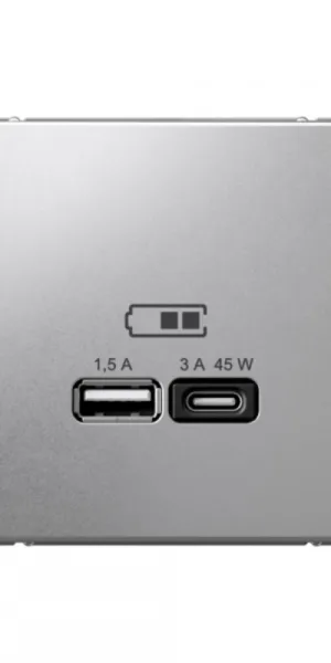 Розетка USB Systeme Electric ArtGallery встраиваемая алюминий USB-A/ Type-C (SE GAL000329)