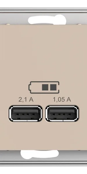 Розетка USB Systeme Electric AtlasDesign встраиваемая песочная 2хUSB-А (ATN001233)