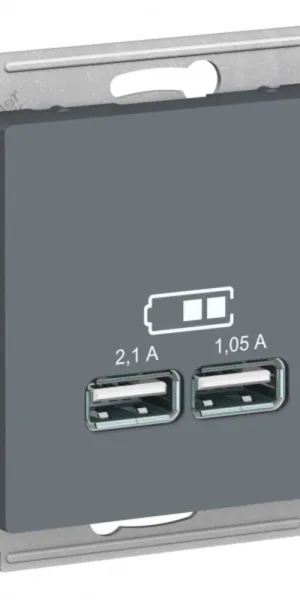 Розетка USB Systeme Electric AtlasDesign встраиваемая грифель 2хUSB-А (ATN000733)
