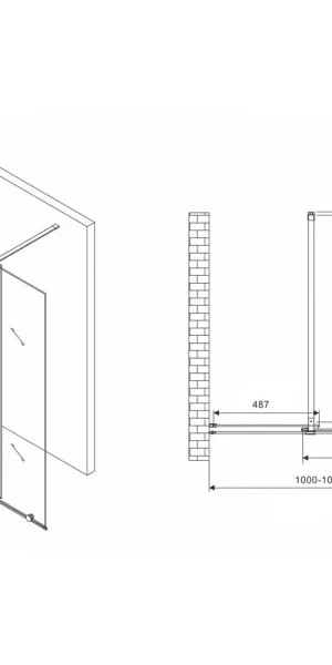Душевая перегородка Abber Komfort черная 100х200 см стекло прозрачное 8 мм (AG09100B)