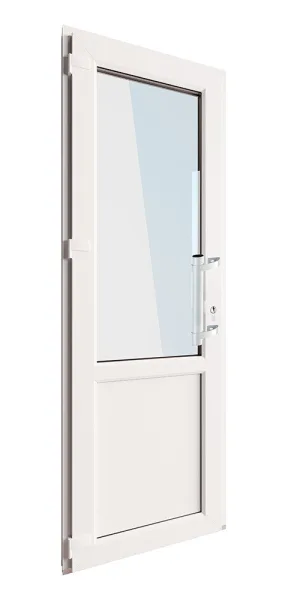 Металлопластиковая дверь VEKA 2050х900 мм алюминиевый порог белая левая стеклопакет