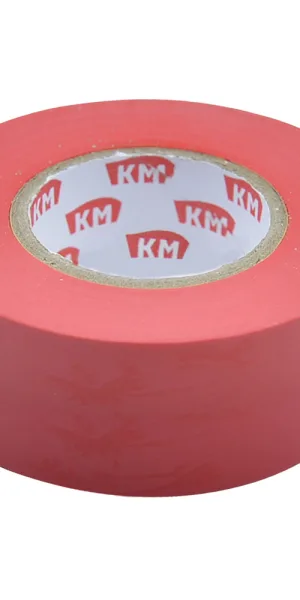 Изолента КМ ПВХ красная 19 мм 20 м односторонняя