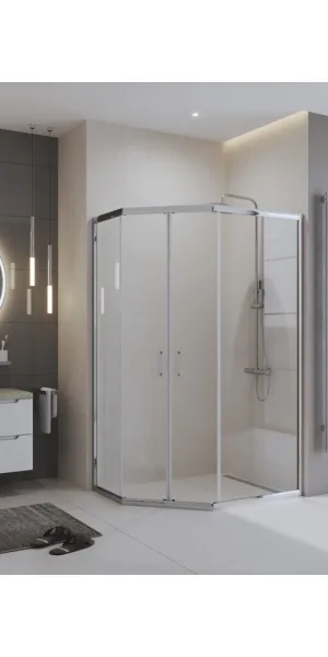 Душевой уголок BelBagno Uno хром 120х90х195 см пятиугольник стекло прозрачное 5 мм (UNO-195-PH-2-120/90-C-Cr)