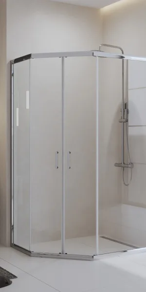 Душевой уголок BelBagno Uno хром 120х90х195 см пятиугольник стекло прозрачное 5 мм (UNO-195-PH-2-120/90-C-Cr)