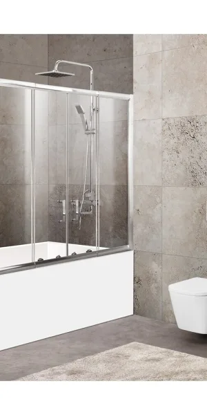 Шторка на ванну раздвижная 150х140х0,5 см профиль хром BelBagno Unique (UNIQUE-VF-2-150/180-140-C-Cr)