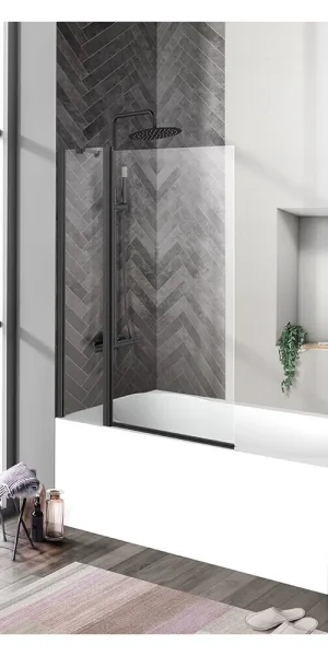 Шторка на ванну распашная 100х150х0,5 см профиль черный BelBagno Uno (UNO-V-11-100/150-C-NERO)