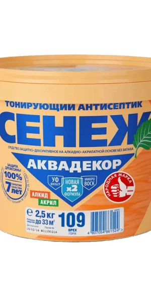 Антисептик Сенеж Аквадекор декоративный для дерева орех 2,5 кг