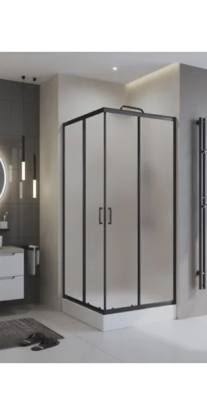 Душевой уголок BelBagno Uno черный 90х90х195 см квадрат стекло матовое 5 мм (UNO-195-A-2-90-P-NERO)