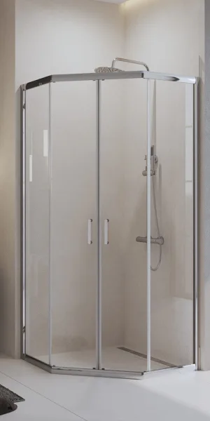 Душевой уголок BelBagno Uno хром 100х100х195 см пятиугольник стекло прозрачное 5 мм (UNO-195-P-2-100-C-Cr)