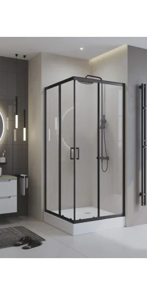 Душевой уголок BelBagno Uno черный 90х90х195 см квадрат стекло прозрачное 5 мм (UNO-195-A-2-90-C-NERO)