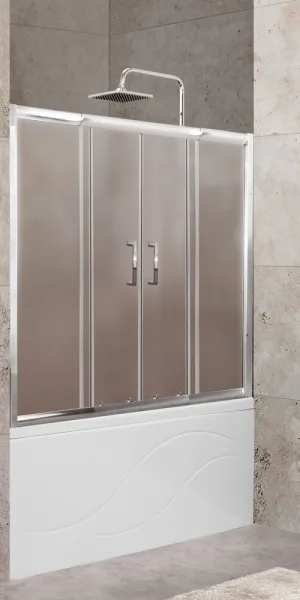 Шторка на ванну раздвижная 150х140х0,5 см профиль хром BelBagno Unique (UNIQUE-VF-2-150/180-140-P-Cr)