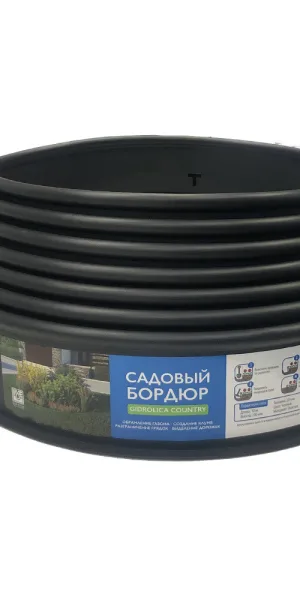 Бордюр пластиковый 10000х100х20 мм черный Gidrolica