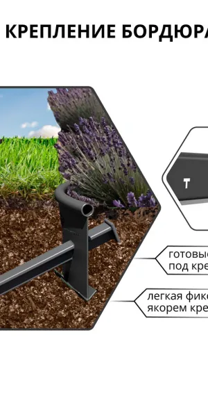 Бордюр пластиковый 10000х100х20 мм черный Gidrolica