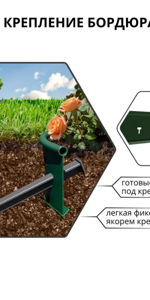 Бордюр пластиковый 10000х100х20 мм зеленый Gidrolica
