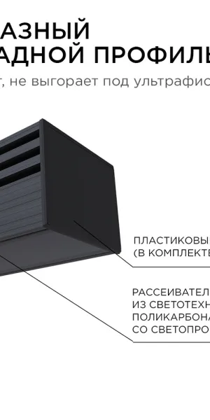 Профиль для светодиодной ленты Apeyron (08-10-Ч) 2 м П-образный