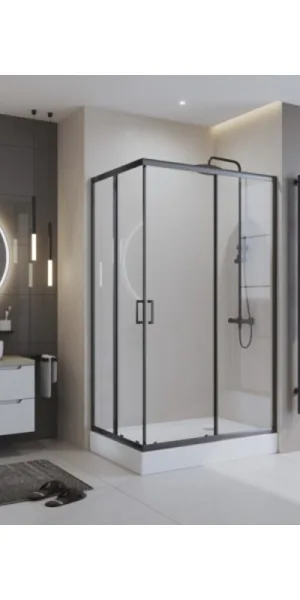 Душевой уголок BelBagno Uno черный 120х90х195 см прямоугольник стекло прозрачное 5 мм (UNO-195-AH-2-120/90-C-NERO)