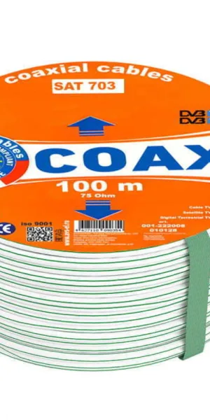 Кабель коаксиальный телевизионный SAT 703 1х6,8 мм экранированный CCA PE AVS Electronics белый (50 м)