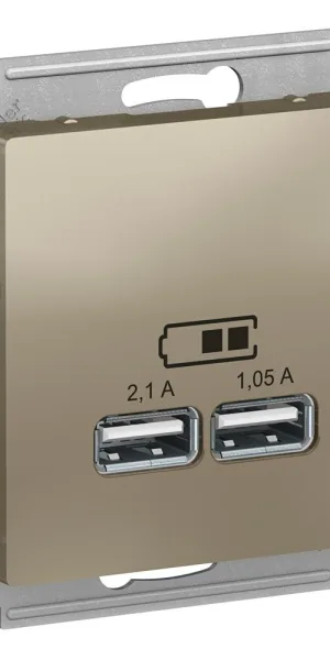 Розетка USB Systeme Electric AtlasDesign встраиваемая шампань 2хUSB-А (ATN000533)