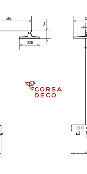 Душевая система Corsa Deco QX с верхним душем с лейкой с термостатом черная матовая (SSFTQX320QB)