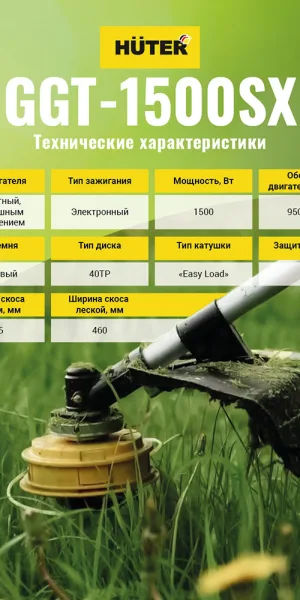 Триммер бензиновый Huter GGT-1500SX 2 л.с. (70/2/22)