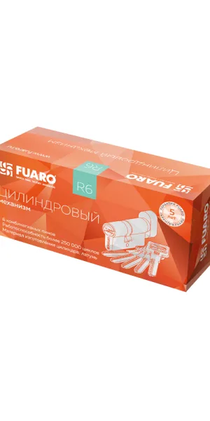 Цилиндр Fuaro R602 90 40х50 мм ключ/вертушка хром
