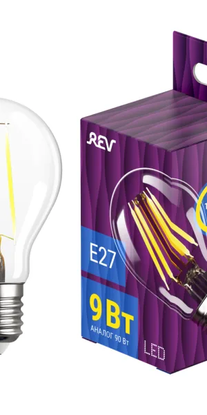 Лампа светодиодная филаментная Rev E27 2700К 9 Вт 855 Лм 220 В груша A60 прозрачная