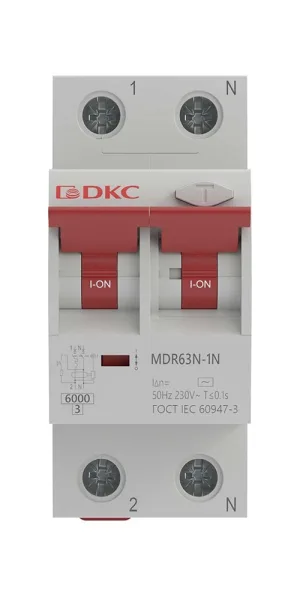 Автомат дифференциальный DKC Yon Max 16А 1P+N тип A 30 мА 6 кА (MDR63N-1N2C16-A)