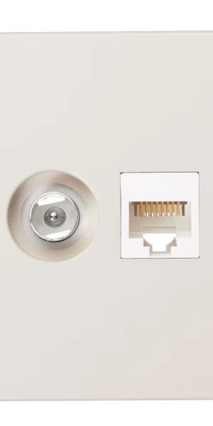 Розетка телевизионная/ компьютерная Systeme Electric ArtGallery встраиваемая песочная TV/ RJ45 (GAL001289)