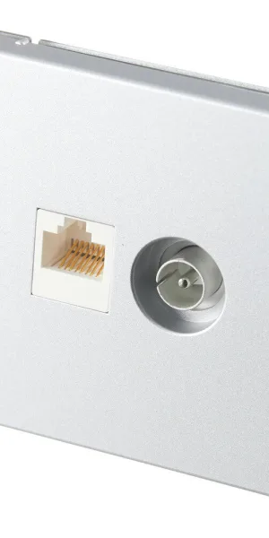 Розетка телевизионная/ компьютерная Systeme Electric ArtGallery встраиваемая алюминий TV/ RJ45 (GAL000389)