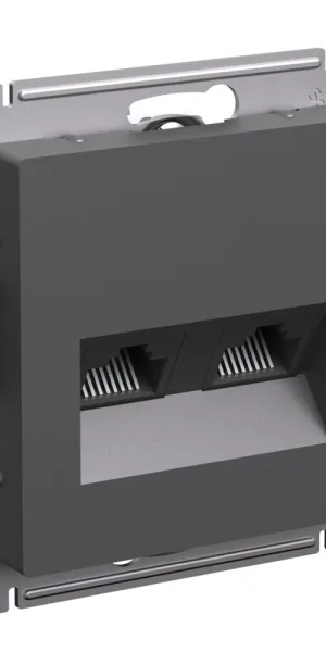 Розетка компьютерная Systeme Electric AtlasDesign встраиваемая базальт 2хRJ45 (ATN001485)