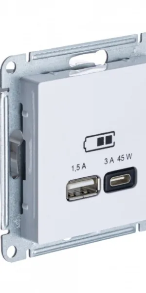 Розетка USB Systeme Electric AtlasDesign встраиваемая белая USB-A/ Type-C (ATN000129)