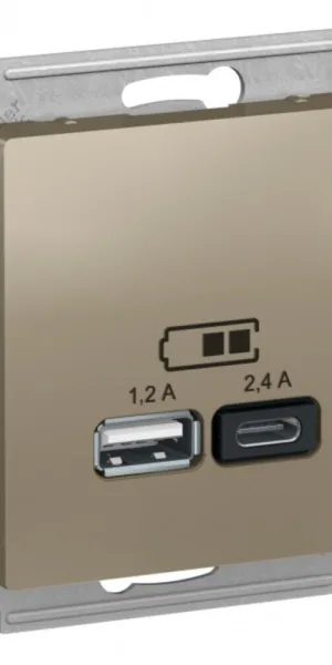 Розетка USB Systeme Electric AtlasDesign встраиваемая шампань USB-A/ Type-C (ATN000539)