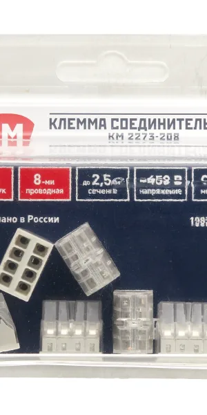 Клемма на 8 проводов КМ 2273-208 0,5-2,5 кв.мм самозажимная без пасты (6 шт.) (ЦБ-00021638)