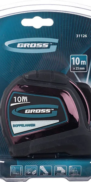 Рулетка Gross с автостопом 10 м x 25 мм