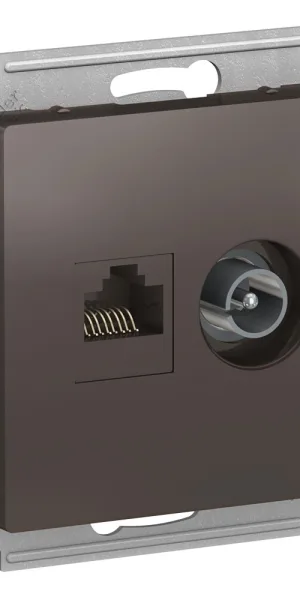 Розетка телевизионная/ компьютерная Systeme Electric AtlasDesign встраиваемая мокко TV/ RJ45 (ATN000689)