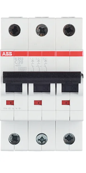 Автоматический выключатель модульный ABB S203 3P 20А тип C 6 кА 400 В (2CDS253001R0204)