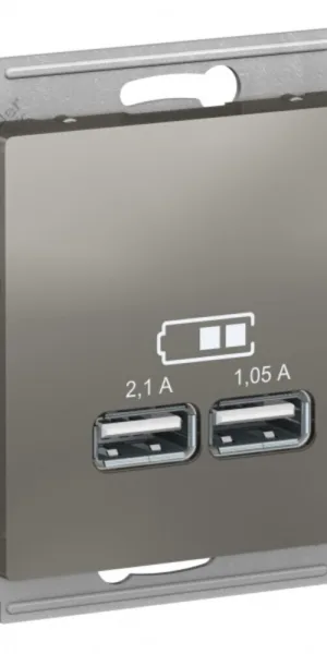 Розетка USB Systeme Electric AtlasDesign встраиваемая сталь 2хUSB-А (ATN000933)