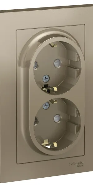 Розетка Systeme Electric AtlasDesign встраиваемая шампань со шторками (ATN000526)