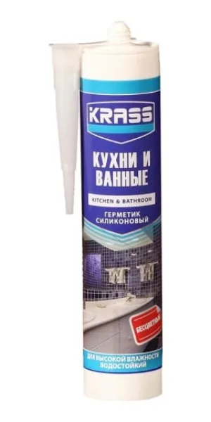 Герметик силиконовый KRASS для кухни и ванны бесцветный 300мл ЛС