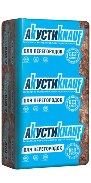 Звукоизоляция АкустиКнауф (Knauf) плита TS037 100x610x1230 мм